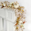 Fall Decorations for Home 6Ft Fall Garland with Lights, Fake Pumpkin Berry Autumn Maple Leaves Garland for Mantle Halloween Thanksgiving Fireplace Harvest Party, Fall Decor Indoor Outdoor Porch Vines by Cherica