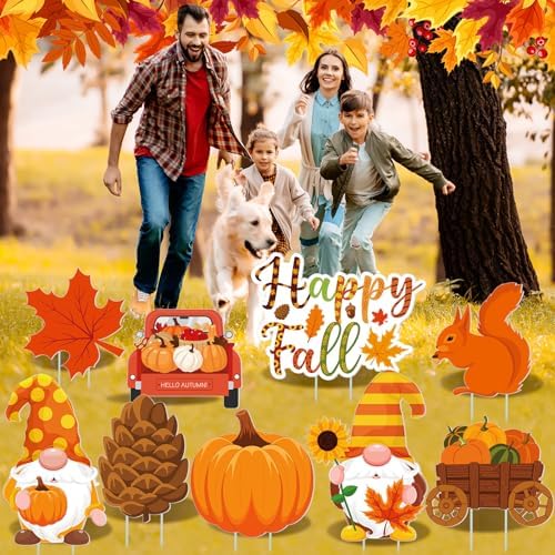 12 Pcs Fall Yard Signs with Stakes Outdoor Thanksgiving Decorations,Fall - Image 5