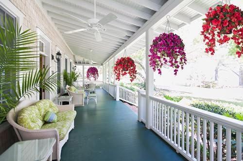 HyeFlora Artificial Hanging Flower Baskets for Spring Decoration, Outdoor Fake Plant Faux Silk Hibiscus Long Vines in Planter UV Resistant Realistic Flowers for Outside Porch Patio Home Decor, Yellow - Image 5