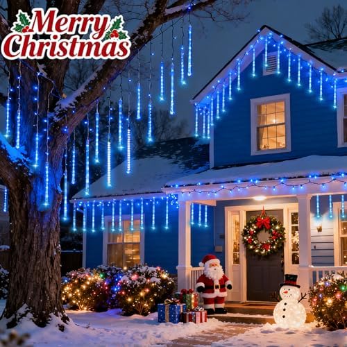 8 tubes Solar meteor shower lights outdoor, suitable for Christmas lights, garden Halloween party atmosphere lamp, wedding,Back garden decoration, outdoor hanging tree lamp,Household,shop,Courtyard - Image 5