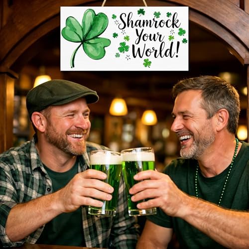 OHOME St Patricks Day Decorations - Hanging Wooden Sign for Wall Home Door Birthday | Shamrock Decorations Wood Wreaths Irish St Patty's Day Accessories Party Favors - St. Patrick's Day Decor - Image 6