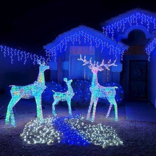 YEGUO 66ft 800 LED Blue Icicle Lights Outdoor Waterproof, 160 Drops Icicle String Light Connectable, 8 Modes Icicle Christmas Lights with Memory Timer - Image 6