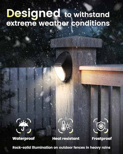 8 Pack Outdoor Fence Solar Lights, IP68 Waterproof Solar Step Lamps, for Backyard, Garden, Pathway, Porch, Patio, Driveway, Walkway, Railing - Yellow Light - Image 6