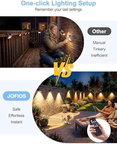 JOFIOS Solar Fence Lights with Remote, Warm White, Cool White and RGB Color Glow LED Outdoor Wall Lights, IP65 Waterproof Solar Lights for Fence, Backyard, Railing, and Deck, Home Improvement, 16 Pack - Image 5