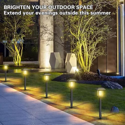 Solar Pathway Lights, 4Pack Upgraded Brighter Solar Garden Lights Garden Decor, Up to 10 Hours Outdoor Solar Lights for Yard Landscape Lighting Path Walkway Driveway Sidewalk，3000K - Image 5