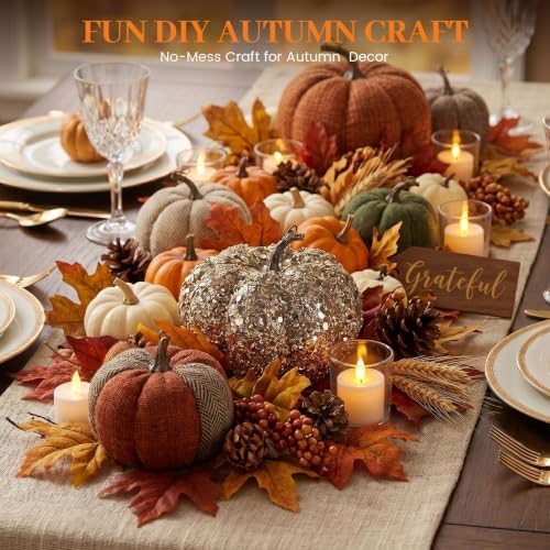 DomeStar Artificial Glitter Pumpkin, Gold Pumpkin Harvest Table Centerpiece - Image 5