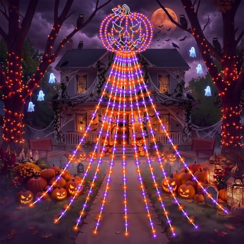 Huquary Halloween Pumpkin Waterfall String Lights, 12 ft by Huquary