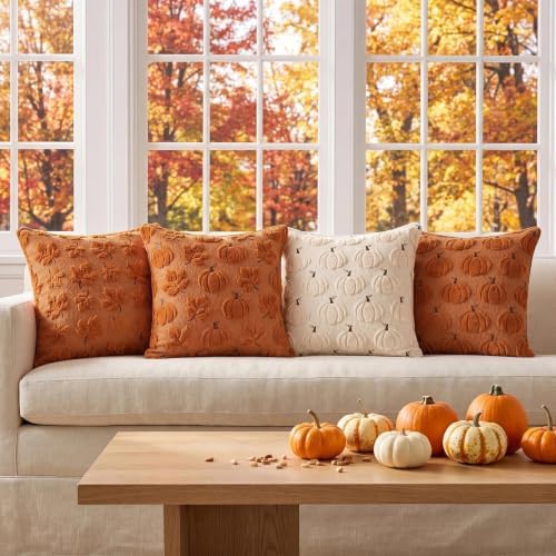 Fall Throw Pillow Covers 18x18 Set of 2 Double-Sided Maple Pumpkin Covers - Image 4