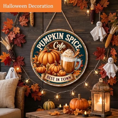 Pumpkin Spice Cafe Fall Decorations Wooden Hanging Sign, Fall Coffee Sign - Image 4