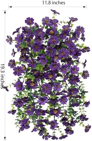 HyeFlora Artificial Flowers for Outdoors Garland Decoration, 2Pcs Dark Purple Fake Hanging Flowers, UV & Fading Resistant, Faux Decor for Home Porch Patio Balcony Planter Yard - Image 4