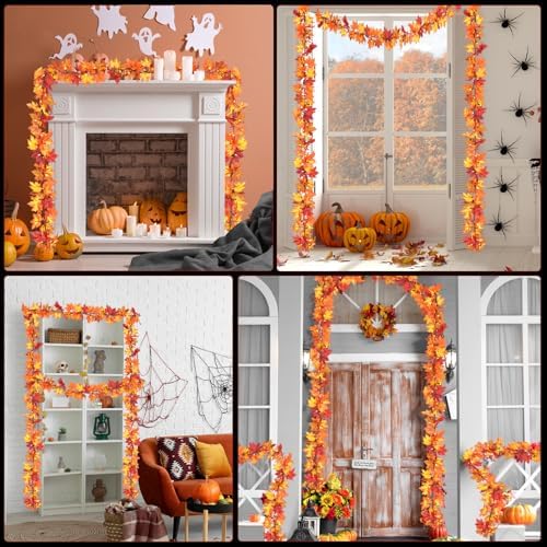 Thanksgiving Decorations Fall Maple Leaf String Lights 9FT Maple Leaves Lights 50 Orange Bulbs Lighted Fall Leaf Garland Lights Lighted Fall Garland Lights Halloween Fall Lights Indoor Outdoor - Image 6