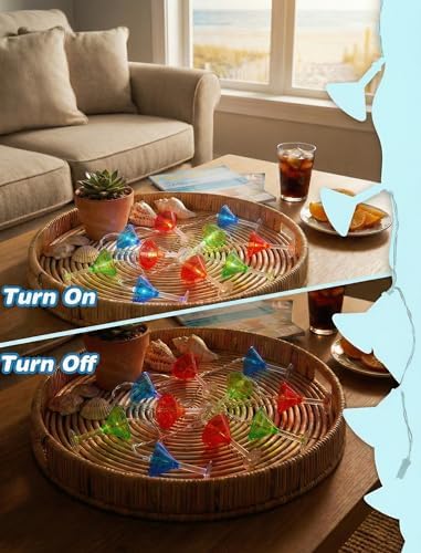 Cocktail Glass String Lights, 8.5Ft Tropical Beach Themed Wine Glass String Lights with 10 LED Cup Lights, Plug in Summer Patio Fairy Lights for Camp Tent Holiday Party Garden Bedroom - Image 5
