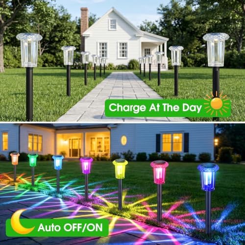 Eyrosa Solar Pathway Lights Outdoor Waterproof Starburst Pattern 10 Pack - Image 5