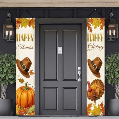 HOMETITUTE Happy Thanks Porch Banner Set 12 x 71 Inch 2 Pack - Image 6