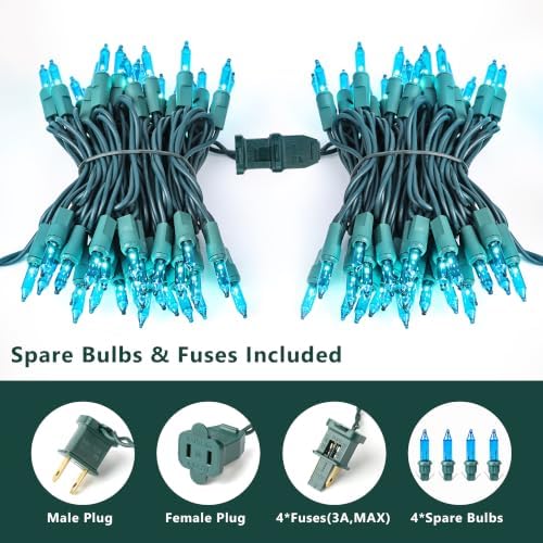 BrizLabs Teal Christmas Incandescent String Lights Outdoor 300 Count 69.6ft - Image 3