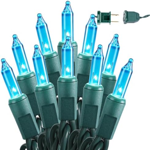 BrizLabs Teal Christmas Lights Outdoor 100 Count 19.7ft Incandescent Lights by BrizLabs