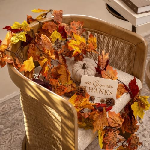 CQURE 6 Pack Fall Leaf Garland, Total 35Ft Artificial Maple Leaf Autumn Garland Fall Leaves Hanging Vines Fall Maple Leaves Thanksgiving Decor for Home Wedding Fireplace Party - Image 5