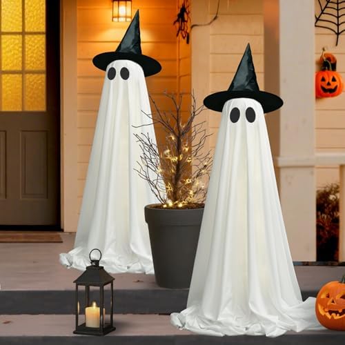 2packs Halloween Decorations Outdoor,Halloweens Party Decoration Indoor,Light Up Spooky Ghost with Remote Control String Lights,Halloween-Ghost for Yards Porches Gardens Lawn by VersaCharm