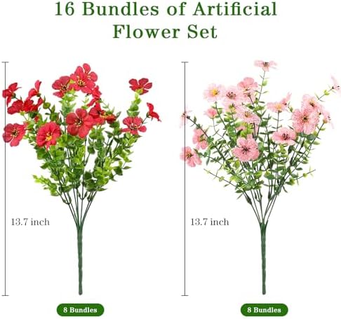 AGIRL Artificial Flowers Outdoor UV Resistant Fake Plant Garden Patio Decor - Image 2