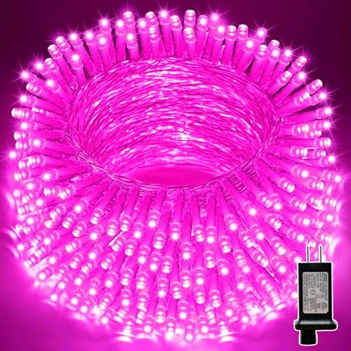 LAMPHOME 200 LED Pink Valentine Lights, 66ft 16 Modes Valentine Room Lights Clear Wire,Connectable Plug in Pink Christmas String Light Indoor Outdoor for Christmas Bedroom Valentines Party by ULL