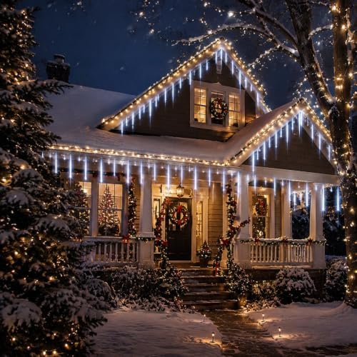 Aukora Christmas Lights Outdoor,UL Certified White Meteor Shower Lights - Image 5