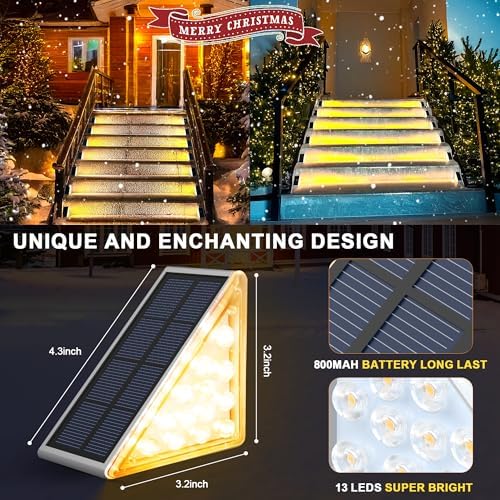 LED Solar Step Lights Waterproof Outdoor Stair Lights, Solar Deck Lights Outdoor Decor IP67 Solar Decoration Lights for Yard, Patio, Garden, Walkways, Front Door, Pathway, Driveway, Porch 6 Pack - Image 4