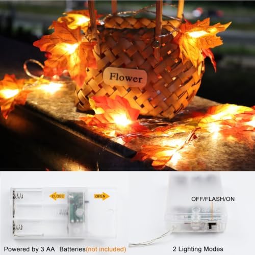Runleo 2 Pack Fall Decorations for Home Maple Leaf Lights Total 20ft 40 LED - Image 5