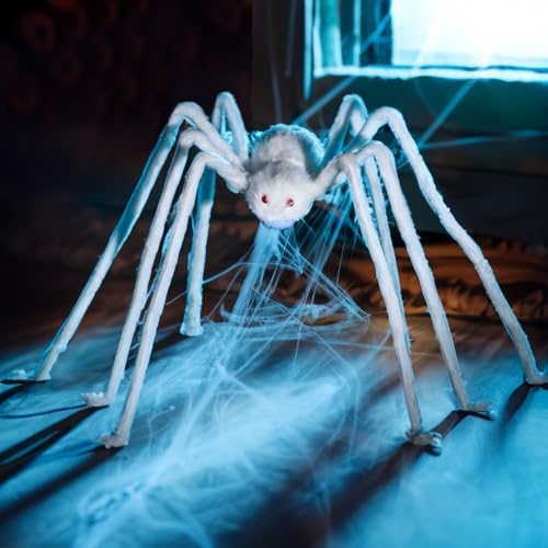 JOYIN Halloween Outdoor Decorations Giant Spider, Scary Large Spider Props for Yard Lawn Halloween Outside Decor and Indoor Party Decor, White (Standing Height is 15 inches) - Image 7