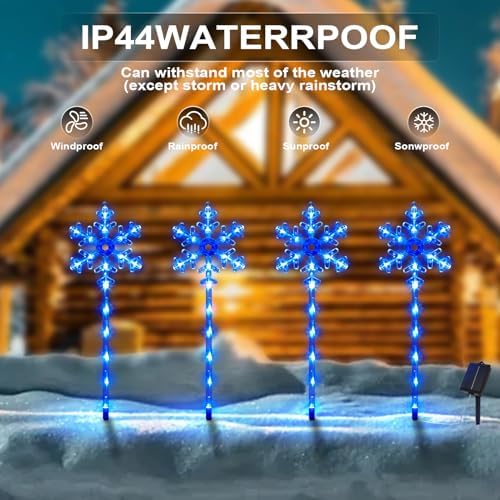 4 Pack Snowflake Solar Christmas Pathway Lights, Outdoor Decor - Image 3