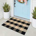 KOZYFLY Buffalo Plaid Area Rugs 2x3 Ft Brown and Black Rug Front Door Mat by KOZYFLY