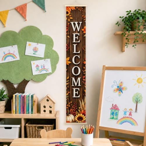 Rustic Fall Leaf Welcome Porch Door Banner Wall Decorations 8x47 - Image 3