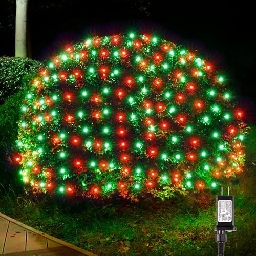 BlcTec Outdoor Christmas Lights 200 LED 8.4ft x 5.2ft Christmas Net Lights with 8 Modes, UL Certified, Timer, Connectable, Waterproof for Trees, Bushes, Yard Outdoor Holiday Decorations, Red Green by BlcTec