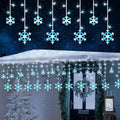 Christmas Snowflake Lights, 10.66ft 168 LED Icicle Lights Outdoor with 14 Drops, 8 Modes Waterproof Connectable Christmas Light for Eaves Wedding Garden Yard Indoor Xmas Decor (White & Icicle Blue) by Jnaurb