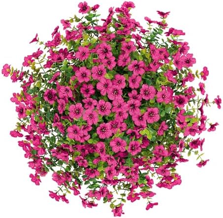 HyeFlora Artificial Fake Hanging Plants Flowers Basket for Outdoor Outside Porch Summer Decoration, Faux Silk Hotpink Dasiy UV Resistant Realistic in Planter for Home Patio Garden Yard - Image 6