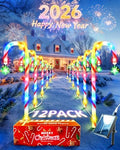 Anordsem Solar Christmas Decorations Outdoor: 21" Candy Cane Lights with Star 12 Pack - Waterproof LED 8 Colorful Lighting Models for Yard Pathway Xmas Decor - 2026 New Year Gifts for Homeowners by Anordsem