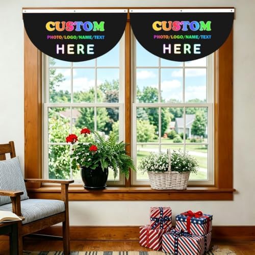 Design Custom Photo Semicircular Hanging Decorative Bunting Flag 2pcs - Image 6