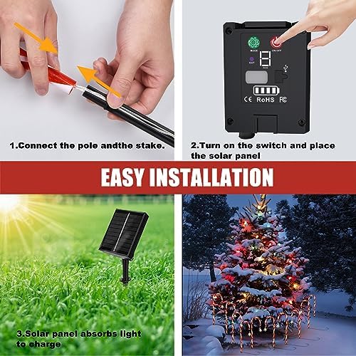 10 Pack Solar Candy Cane Lights with Stars, 21 Inch Christmas Yard Decor - Image 7