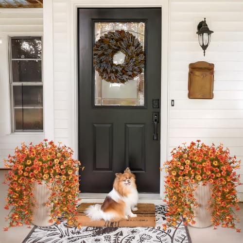 Hrobek Fake Mums Artificial Fall Hanging Flowers for Outdoors Decoration - Image 4