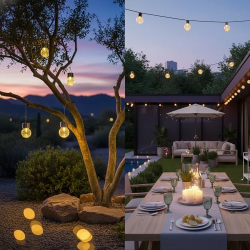 Solar Lantern,Solar Lights Outdoor Decorative Waterproof Hanging Cracked Glass Ball Light Outside Decorations for Fence,Shepherd Hook Tree Ornaments Umbrella Yard Decor 8 Pack (Warm White) - Image 4