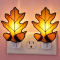 Baquler 2 Pcs Stained Glass Maple Leaf Night Light Plug into Wall by Baquler