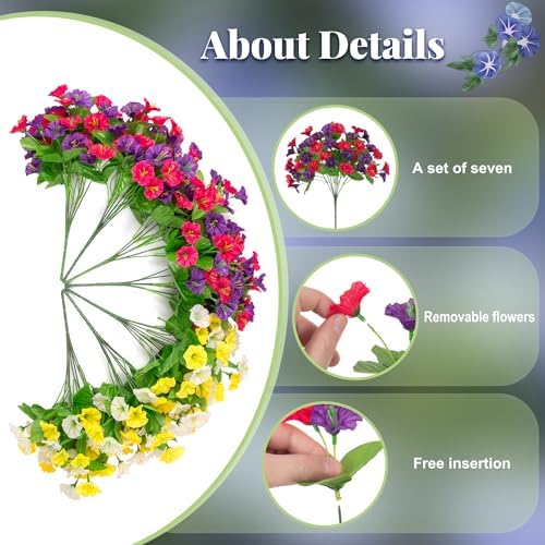 Ammyoo Artificial Fake Hanging Flowers with Basket for Spring Summer Decor - Image 3