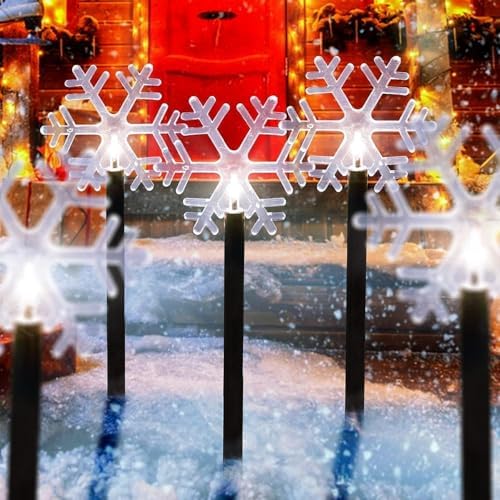 Christmas Decorations Outdoor, Snowflake Pathway Lights, 5 PCS - Image 5