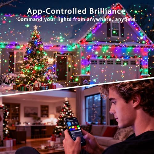 AIRIVO Outdoor Star Laser Projector, App & Remote Control 7 Colors Motion Smart Firefly Lights Christmas Snowflake Projector, 8 Lighting Effects Fairy Light Projector for Holiday Decor Garden Light - Image 3