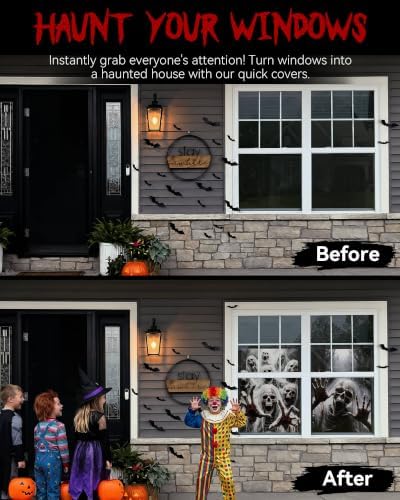 2pcs Halloween Window Cover Decor, Scary Ghost Curtain Outdoor - Image 5