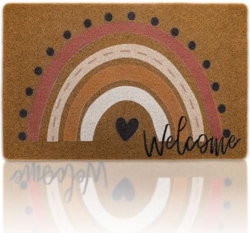 Rainbow Welcome Doormat Boho Rainbow Indoor Outdoor Entryway Doormats Non-Slip Backing Rug Neutral Rainbow Housewarming Wedding Gifts 17X30 Inches by CiyvoLyeen