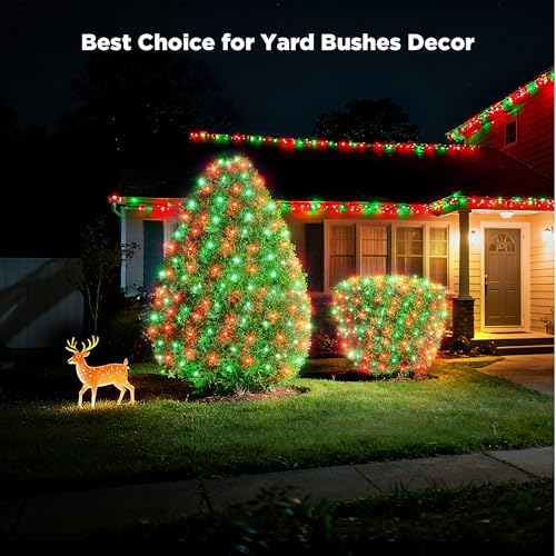BlcTec Upgraded Christmas Lights Outdoor 176LED 8.7ft x 5.2ft Christmas Net Lights with UL Certified, 8 Modes, Timer, Connectable, Waterproof & Thick Wire for Bushes, Shrubs Decorations, Red Green - Image 6