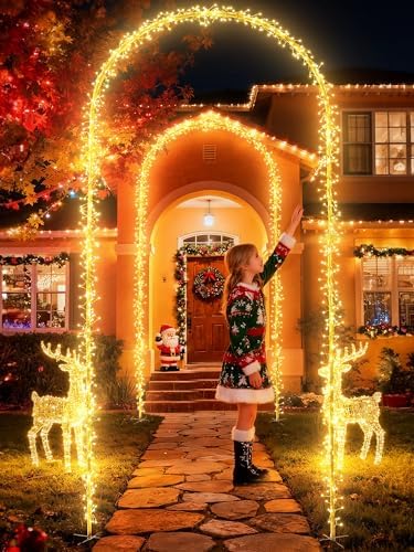 Christmas Decoration Outdoor Arch Lights - 9.5FT 460LED Warm White - Image 6