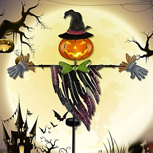 Solar Halloween Yard Decorations, Outdoor LED Solar Powered Pumpkin Ghost Stakes Halloween Outdoor Decorations, Metal Garden Stakes Lawn Yard Ornament by Ridota