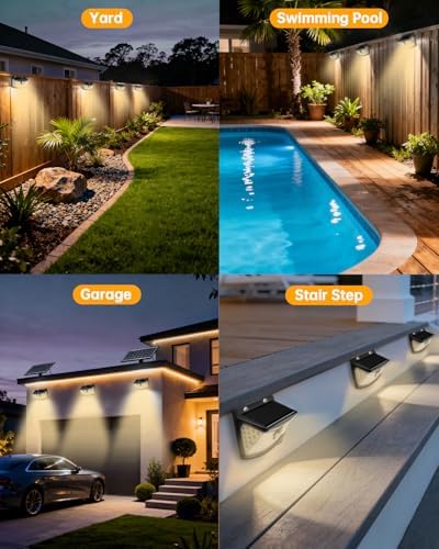 Aootek Solar Motion Sensor Lights Outdoor 120 LEDs, Black, 8 Pack - Image 7