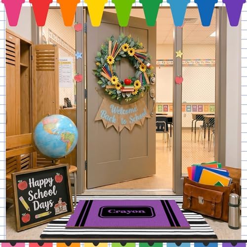 Duraaamo 2 Pcs Classroom Welcome Door Mat, Crayon Coir Doormat, Non-Slip - Image 6